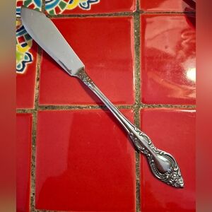 Rogers Co LISETTE Flat Master Butter Knife Stainless Steel Japan Vntg Discont